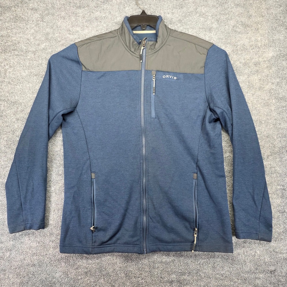 ORVIS Men's Blue Gray Quarter Zip Fleece Jacket‎ Size Medium